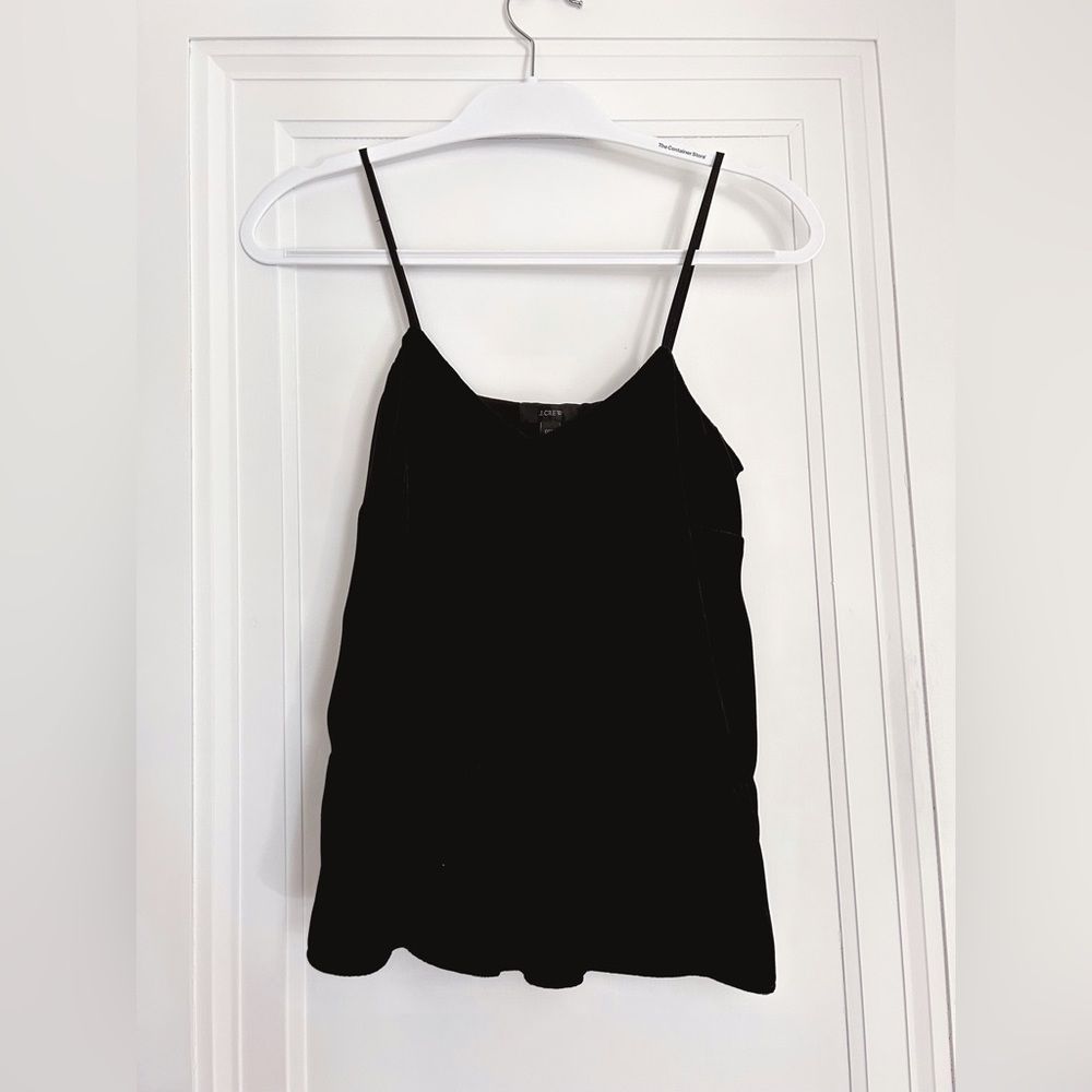 Black velvet peplum detail tank top